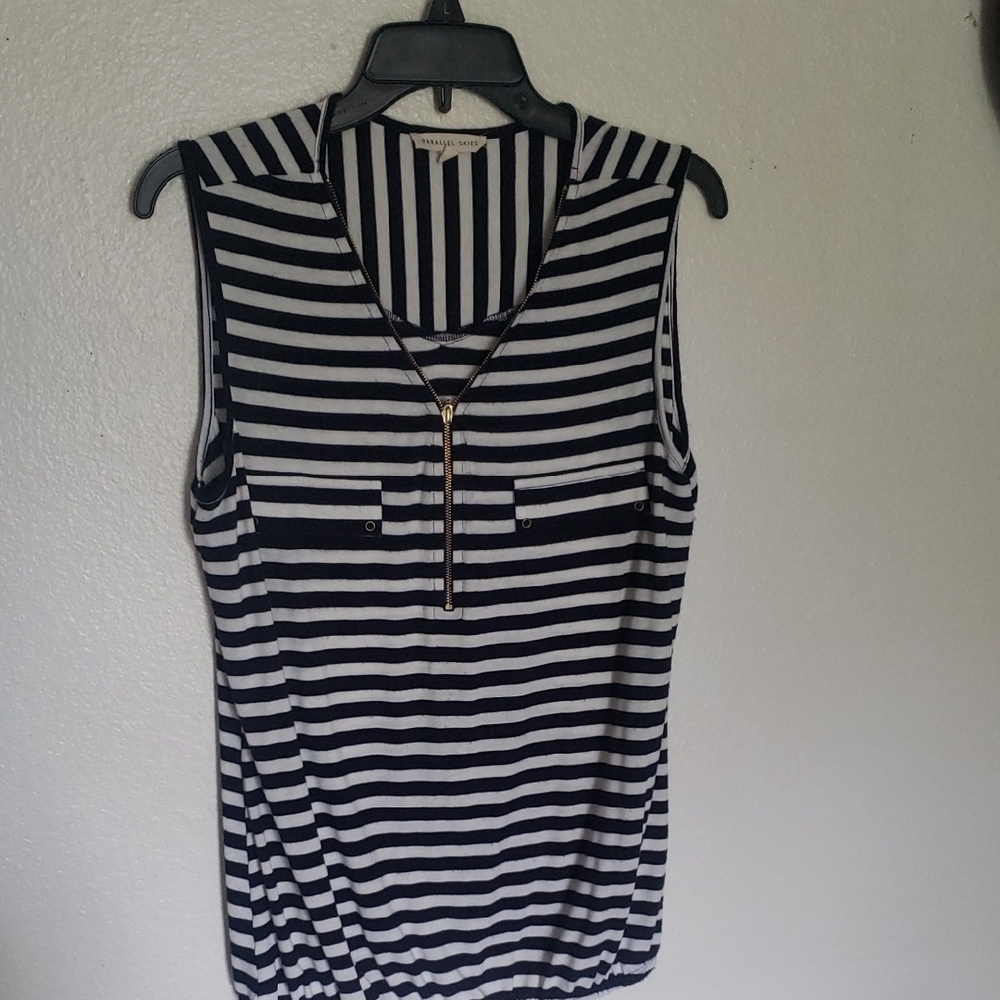 Navy and White Striped Sleeveless Top